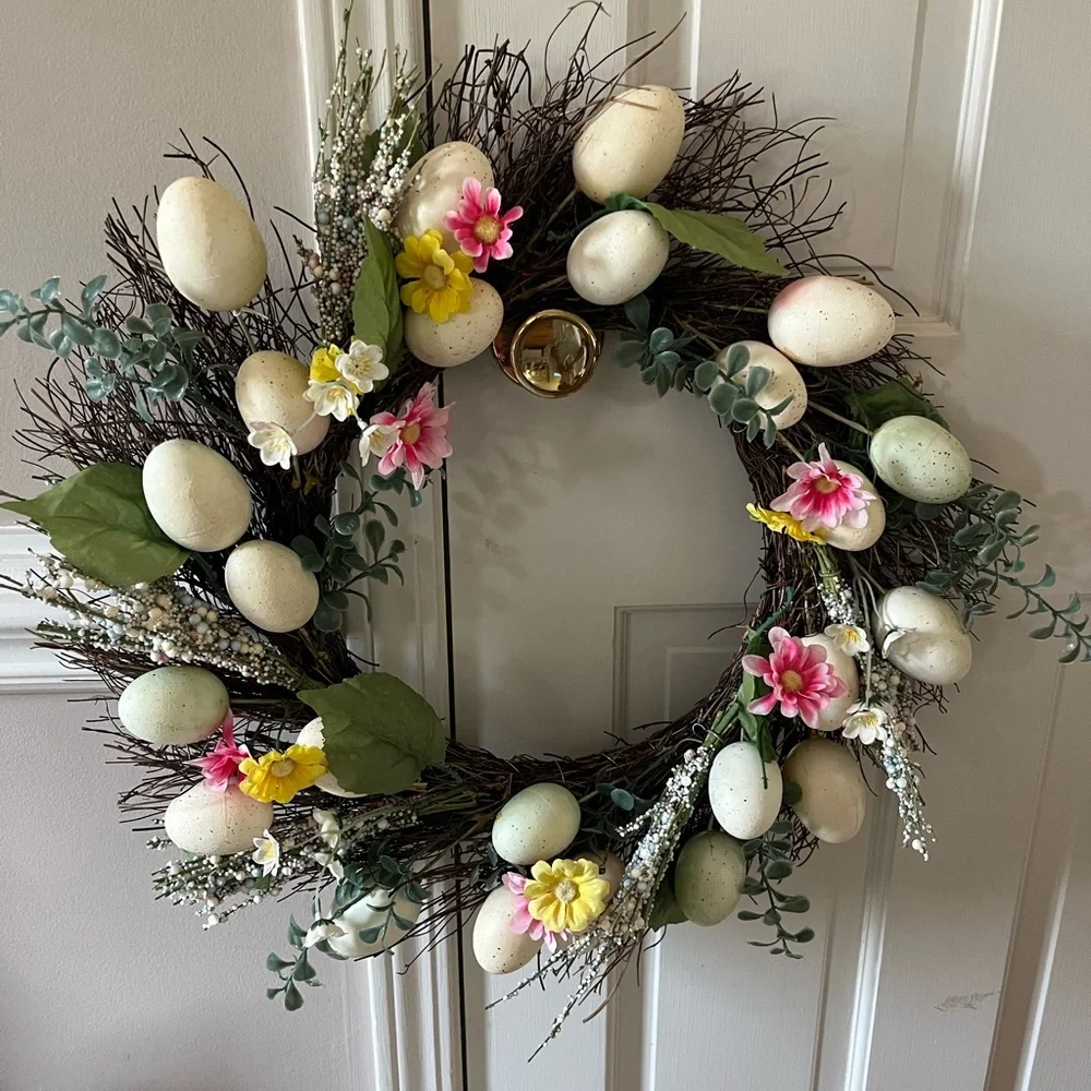 Spring Floral Egg Wreath - Multicolor